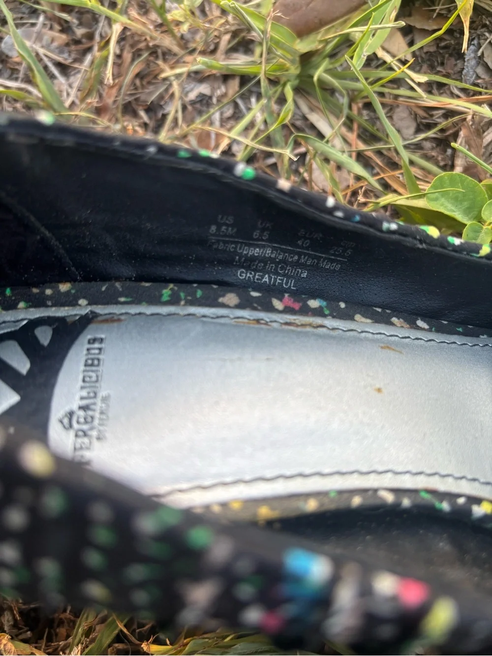 Fergalicious Black Ballet Flats with Multicolor Speckles Size 8.5